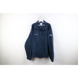 Vtg Columbia Mens XL Spell Out Ford Motor Company Full Zip Fleece Jacket Blue